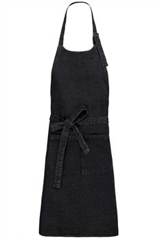 GREMBIULE COTONE C/PETTORINA JEANS NERO