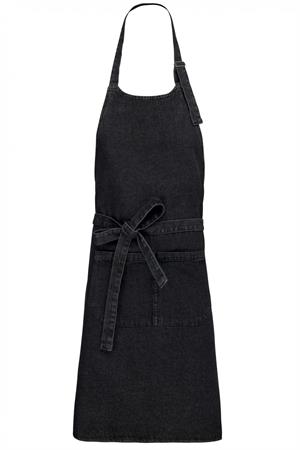 GREMBIULE COTONE C/PETTORINA JEANS NERO