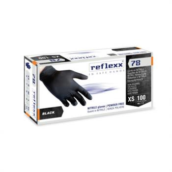 GUANTI IN NITRILE NERI SENZA POLVERE REFLEXX 78 - GR. 4,0