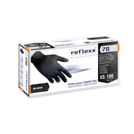 GUANTI IN NITRILE NERI SENZA POLVERE REFLEXX 78 - GR. 4,0