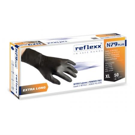 GUANTI IN NITRILE SENZA POLVERE REFLEXX N79 EXTRA LUNGO GR. 7,7
