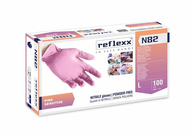 GUANTI IN NITRILE ROSA SENZA POLVERE REFLEXX N82 - GR. 3,2