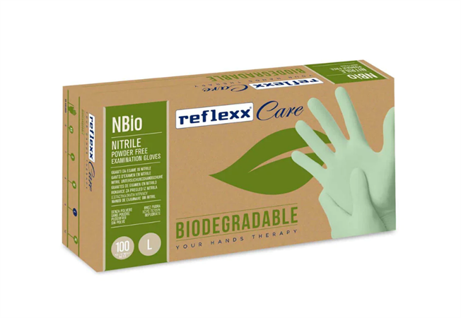 GUANTI IN NITRILE SENZA POLVERE REFLEXX NBIO - GR. 3,5